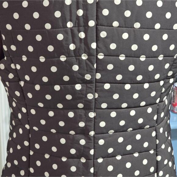 LOFT Moss Green and White Polka Dot Quilted Vest WOMEN'S Size XS - Picture 5 of 7